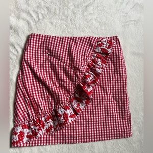 NWT J. Marie red plaid skirt xs
